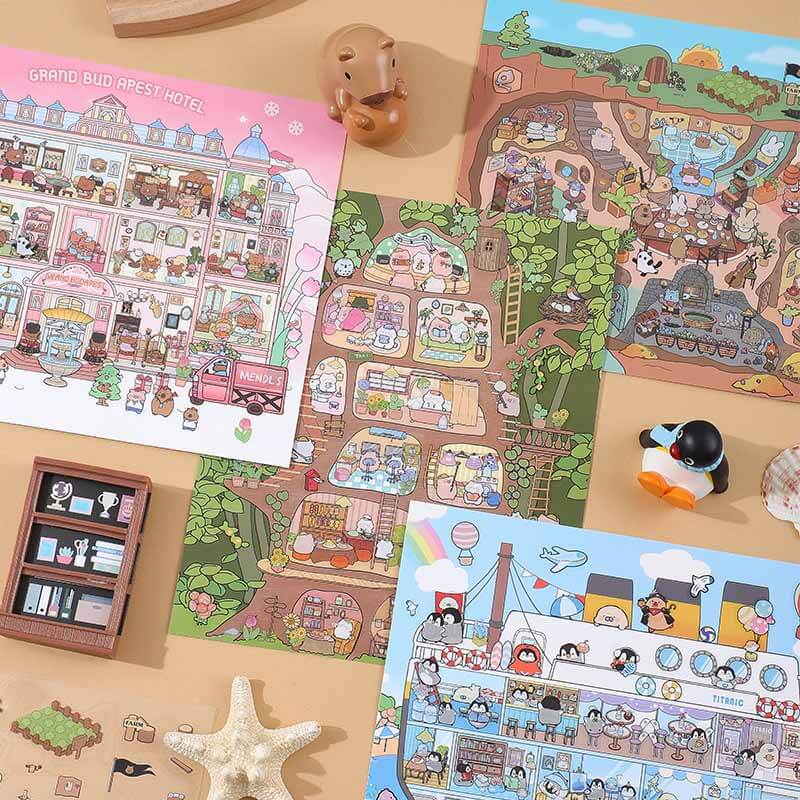 Joyful Hideouts DIY 3D Scene Stickers 4 Cute Miniature Scenes(L)