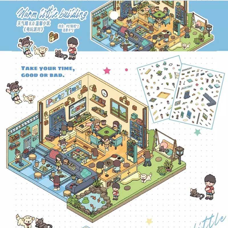 Joyful Home Vibes DIY 3D Scene Stickers 4 Cute Miniature Scenes(L)