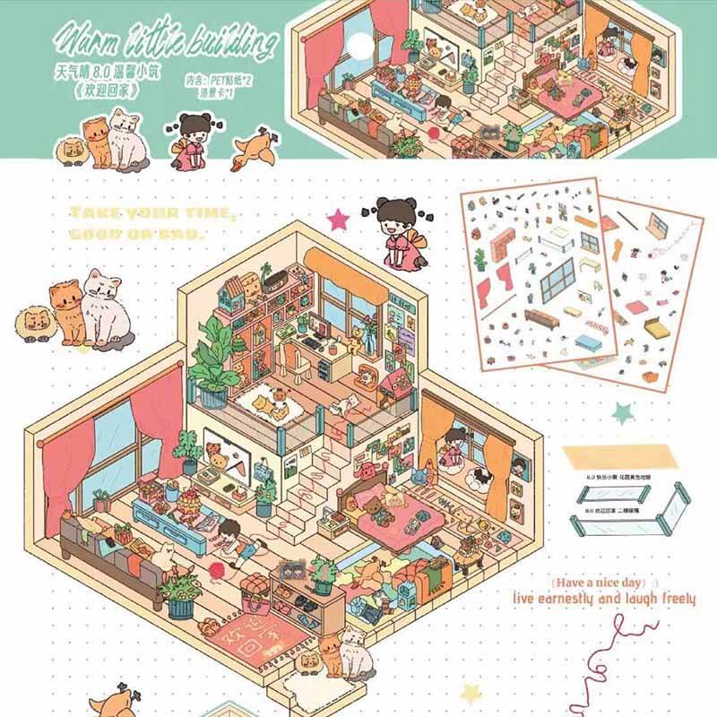 Joyful Home Vibes DIY 3D Scene Stickers 4 Cute Miniature Scenes(L)