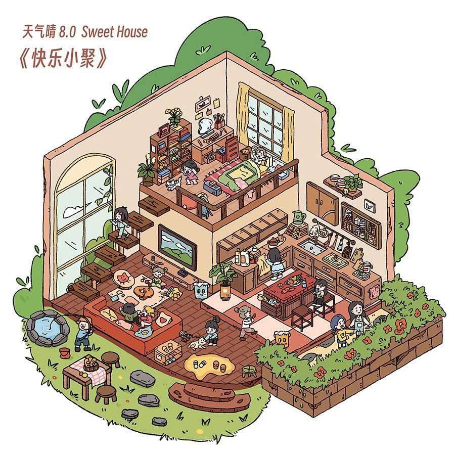 Joyful Home Vibes DIY 3D Scene Stickers 4 Cute Miniature Scenes(L)