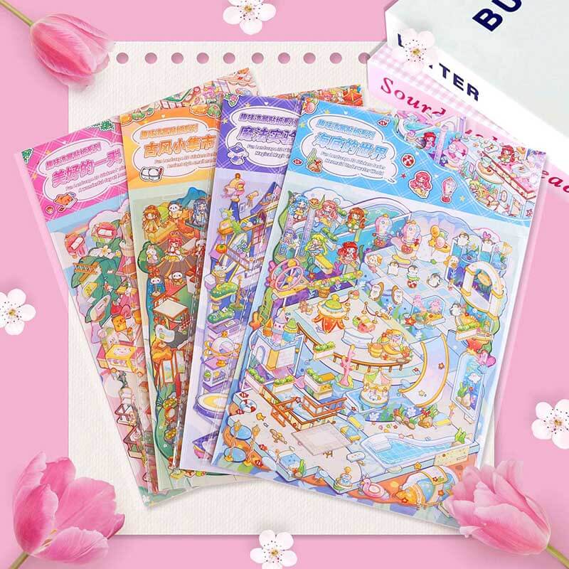 Joyful Journeys DIY 3D Scene Stickers 4 Cute Miniature Scenes(L)