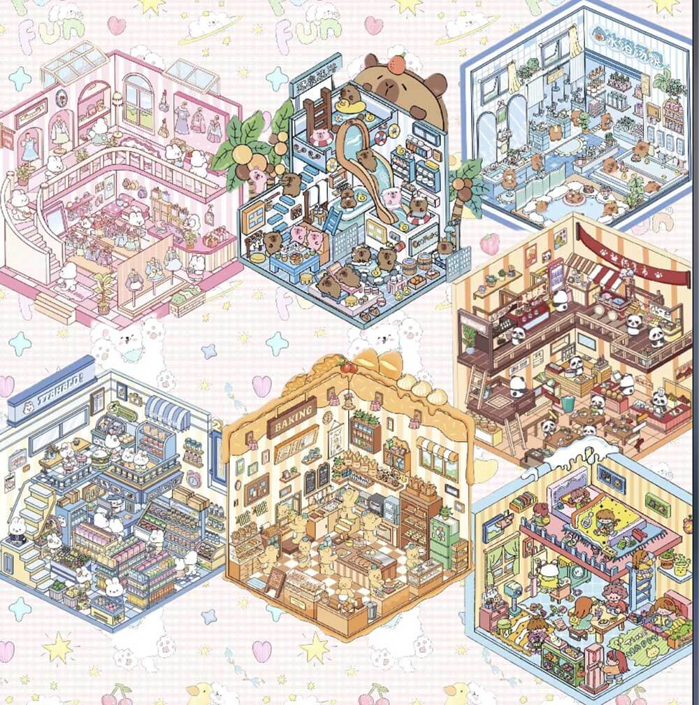 Joyful Living DIY 3D Scene Stickers 7 Lovely Miniature Scenes
