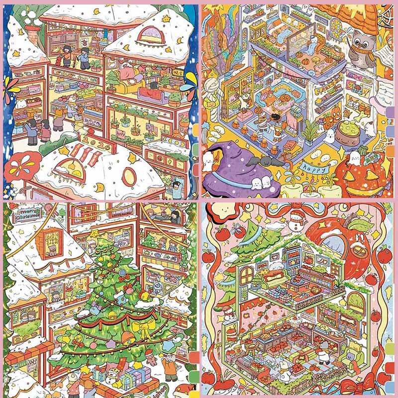 Joyous Festival DIY 3D Sticker 4 Cute Miniature Scenes(L)