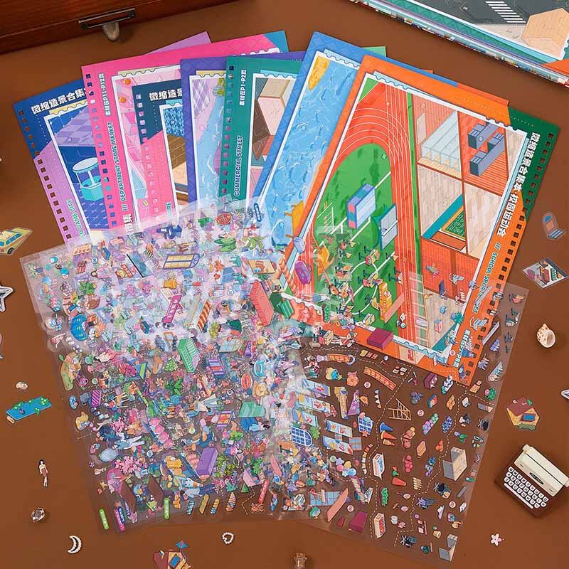 Junbei 11.0 City Street 3D Scene Sticker Sheet (L)