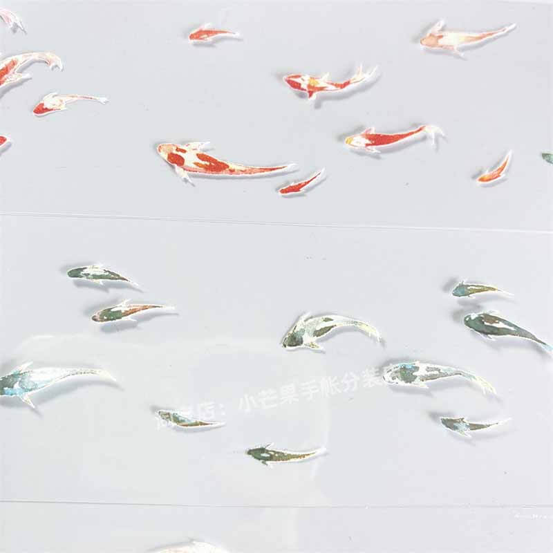 Koi and Fish Vintage Style PET Journal Collage Sticker