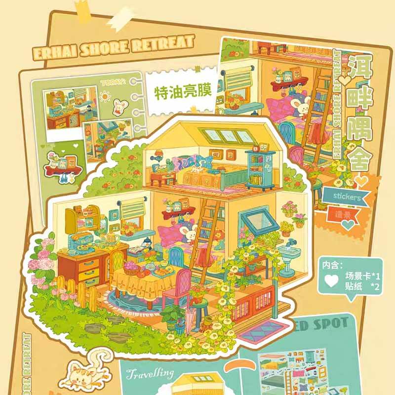 Lakeside Lodge DIY 3D Sticker 4 Cute Miniature Scenes(L)