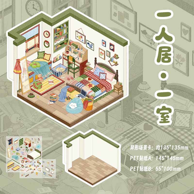 Lazy Corner DIY 3D Scene Stickers 4 Cute Miniature Scenes(S)