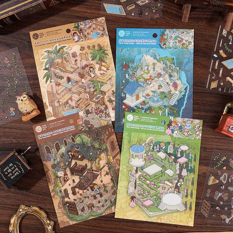 Legends & Civilization DIY 3D Scene Stickers 4 Cute Miniature Scenes(M)
