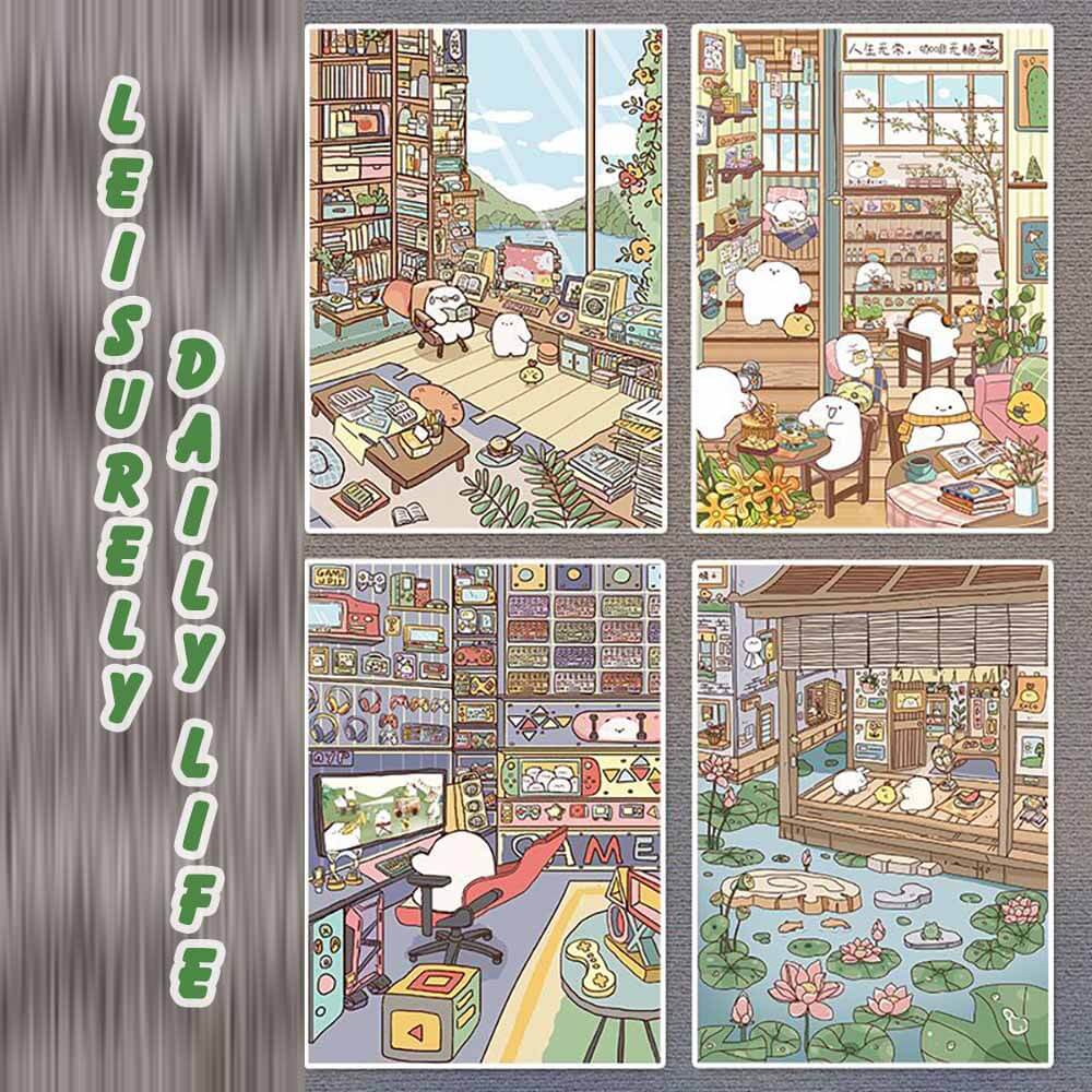 Leisurely daily life DIY 3D Scene Stickers 4 Cute Miniature Scenes(S)