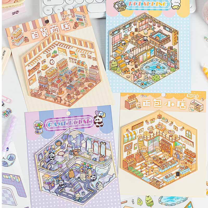 Life Capsule DIY 3D Scene Stickers 4 Lovely Miniature Scenes(S)