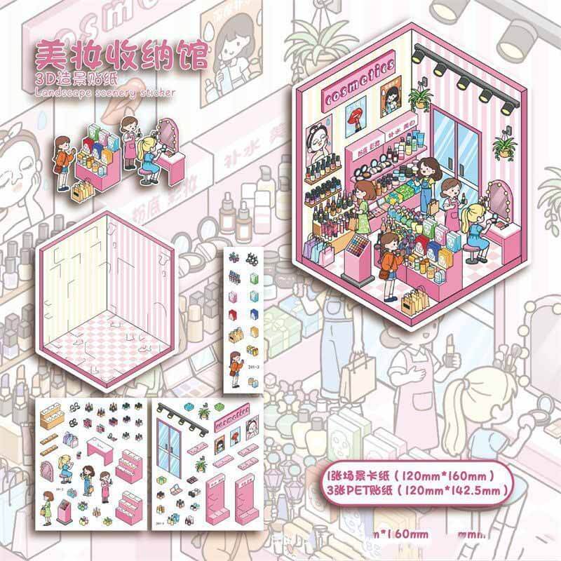 Life Modules DIY 3D Scene Stickers 4 Cute Miniature Scenes(S)