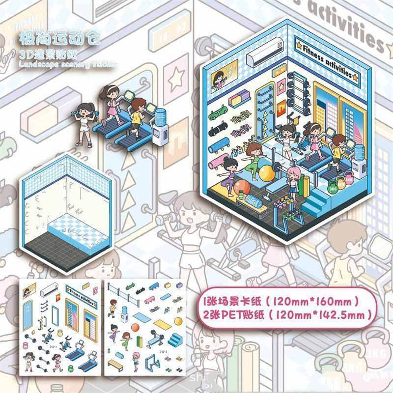 Life Modules DIY 3D Scene Stickers 4 Cute Miniature Scenes(S)