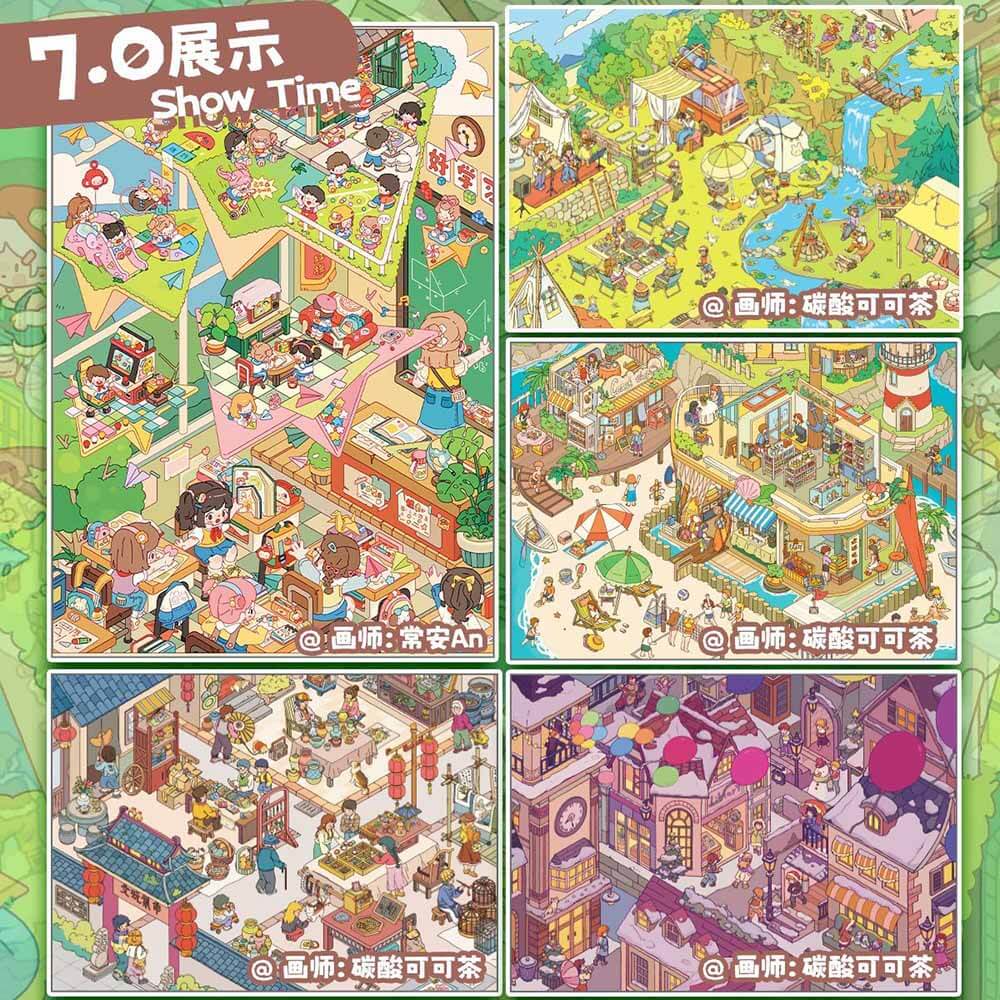 Life Roaming DIY 3D Scenes Sticker 5 Cute  Scenes(L)