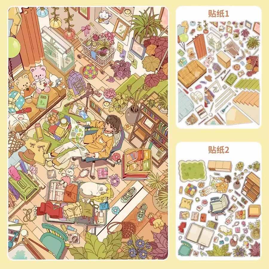 Light Escape DIY 3D Scene Stickers 2 Cute Miniature Scenes(L)