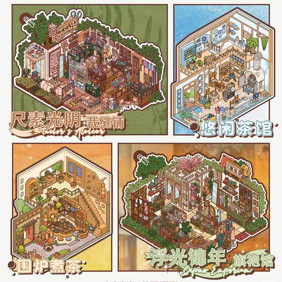 Light & Time Atelier DIY 3D Scenes Sticker 4 Cute Scenes(M)