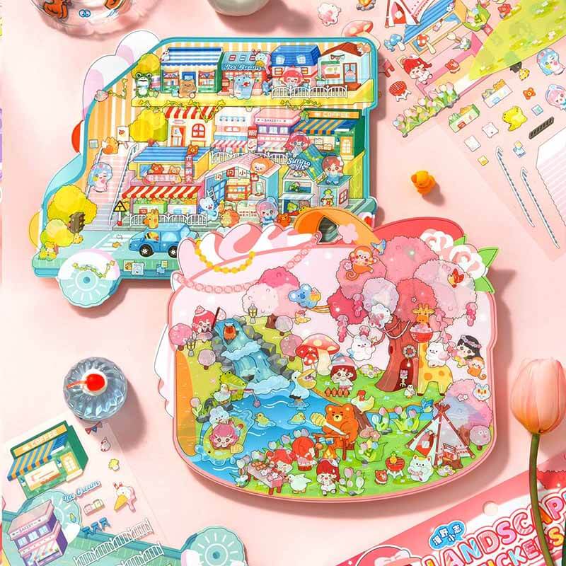 Little Explorers Club DIY 3D Scene Stickers 4 Cute Miniature Scenes