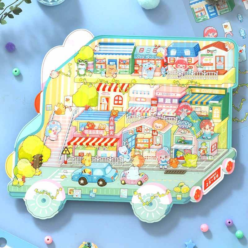 Little Explorers Club DIY 3D Scene Stickers 4 Cute Miniature Scenes(M)
