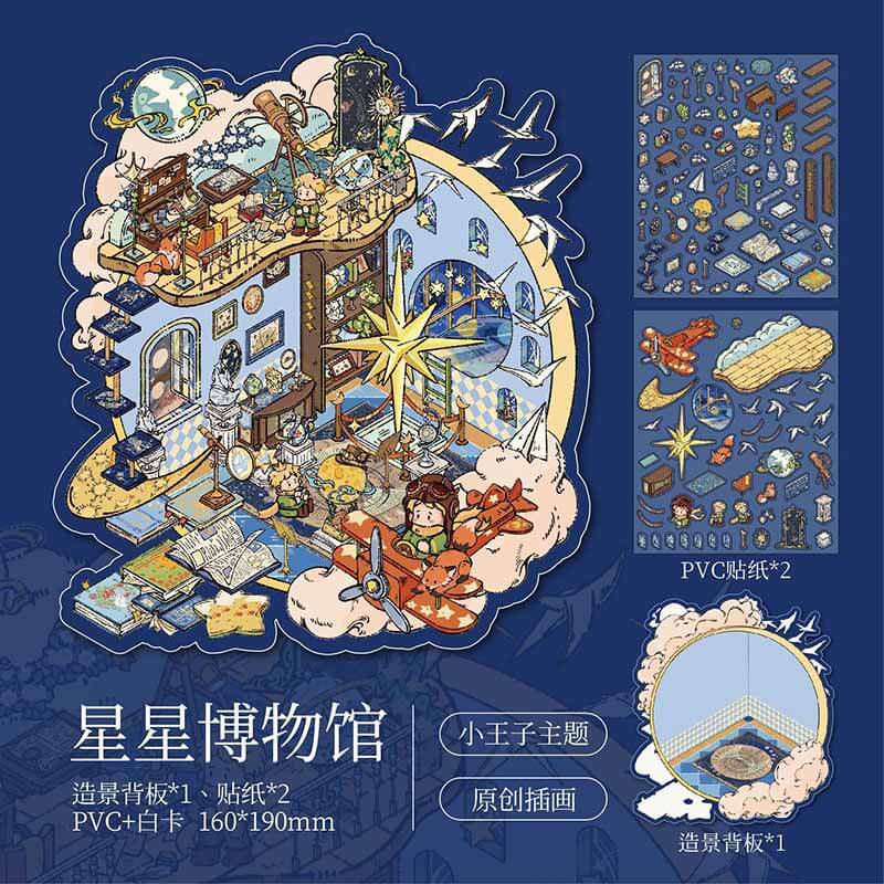 Little Prince Star Trek DIY 3D Scene Stickers 4 Cute Miniature Scenes