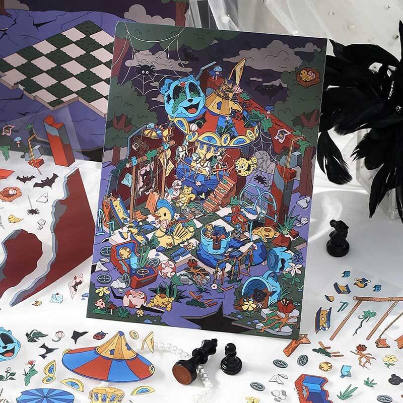 Lost Realms DIY 3D Scene Stickers 2 Cute Miniature Scenes(L)