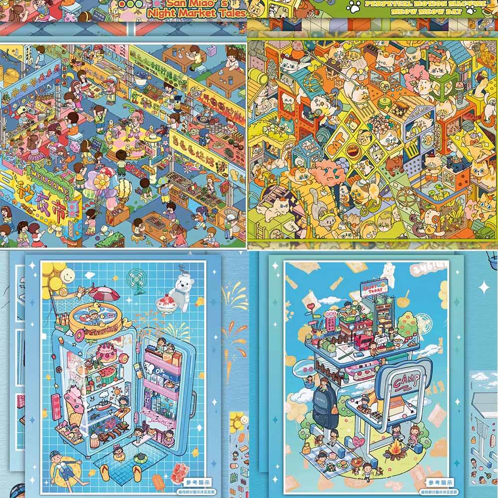Lovely Chao DIY 3D Scene Stickers 4 Cute Miniature Scenes(L)