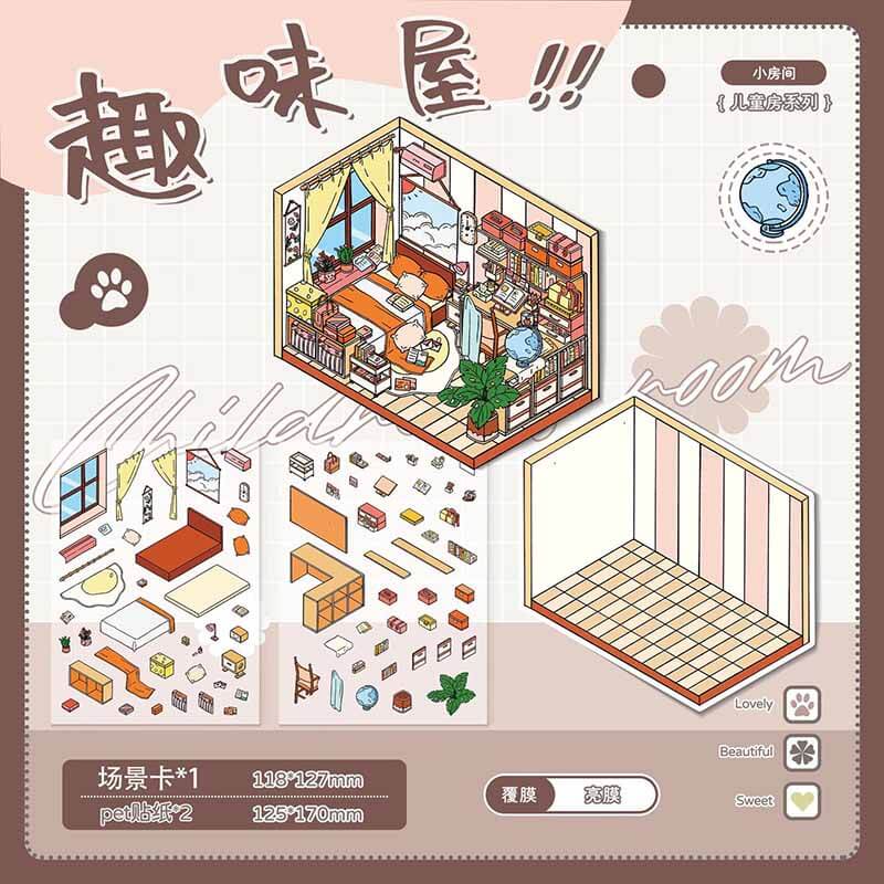 Lovely Cozy Cabin DIY 3D Scene Stickers 5 Cute Miniature Scenes