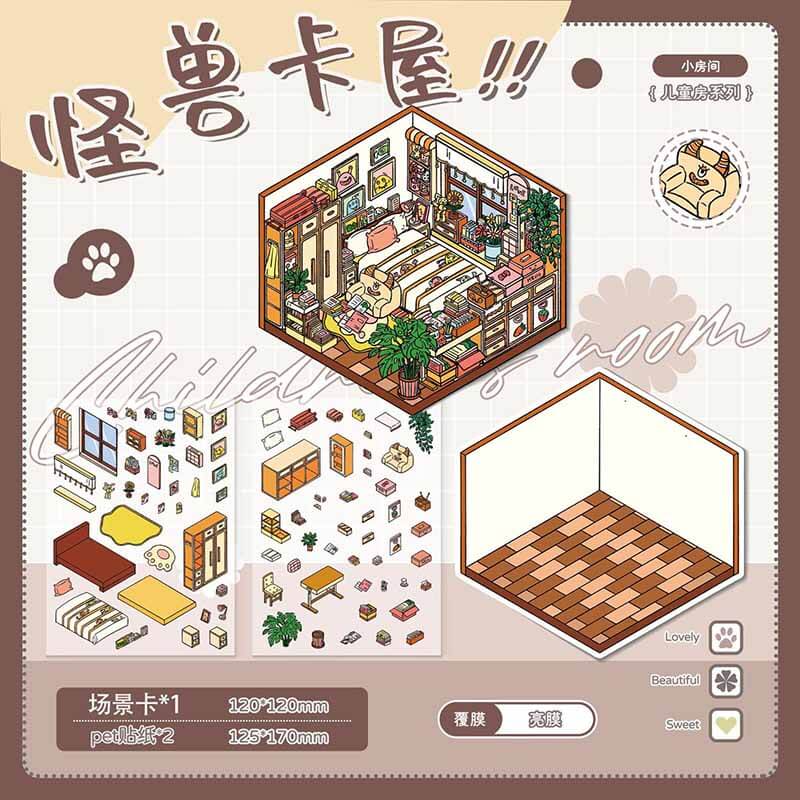 Lovely Cozy Cabin DIY 3D Scene Stickers 5 Cute Miniature Scenes(S)