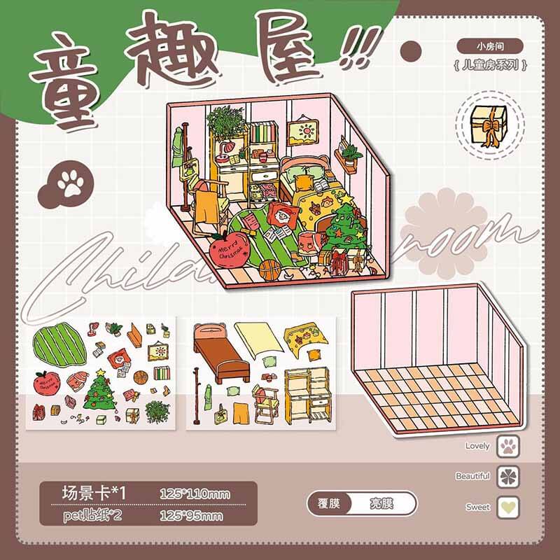 Lovely Cozy Cabin DIY 3D Scene Stickers 5 Cute Miniature Scenes(S)