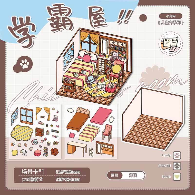 Lovely Cozy Cabin DIY 3D Scene Stickers 5 Cute Miniature Scenes(S)