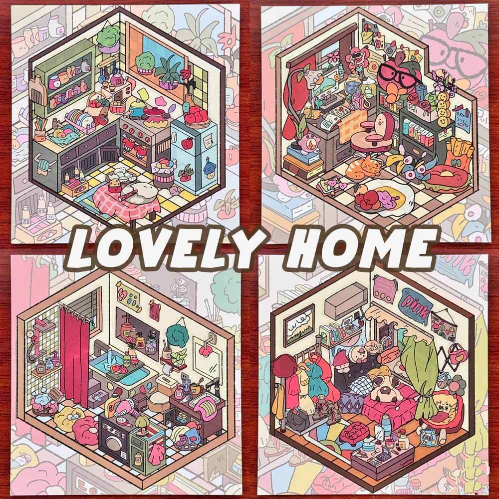 Lovely Home DIY 3D Scene Stickers Cute Miniature Scenes(XS)