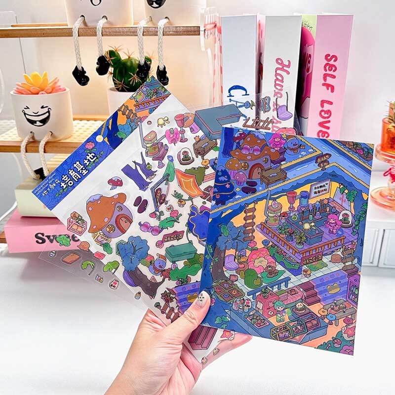 Lovely Life Corners DIY 3D Scene Stickers 4 Cute Miniature Scenes(L)