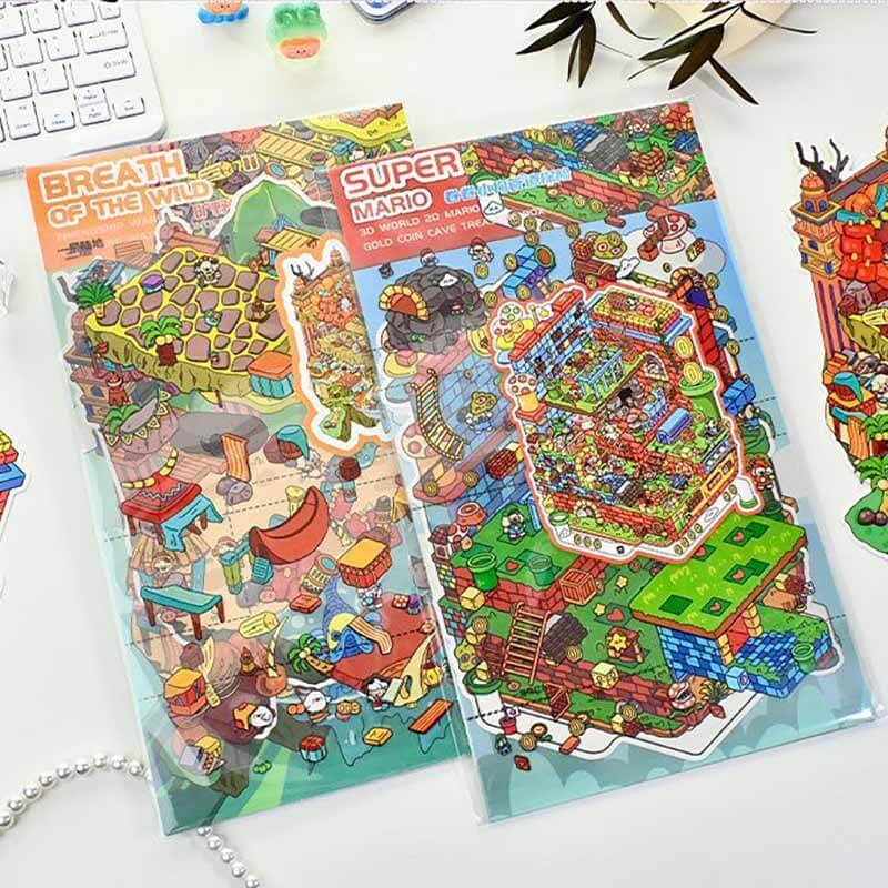 Game On DIY 3D Scene Stickers 2 Cute Miniature Scenes(L)