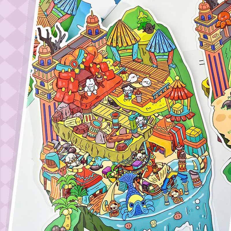 Game On DIY 3D Scene Stickers 2 Cute Miniature Scenes(L)