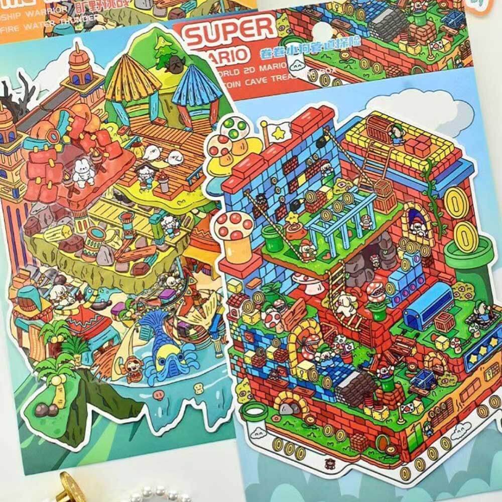 Game On DIY 3D Scene Stickers 2 Cute Miniature Scenes(L)