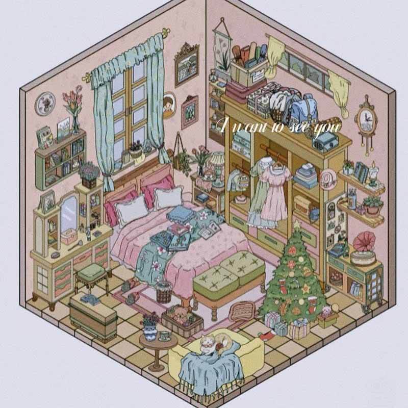 Lovely Living Diary 3D Scene Stickers 4 Cute Miniature Scenes(XL)