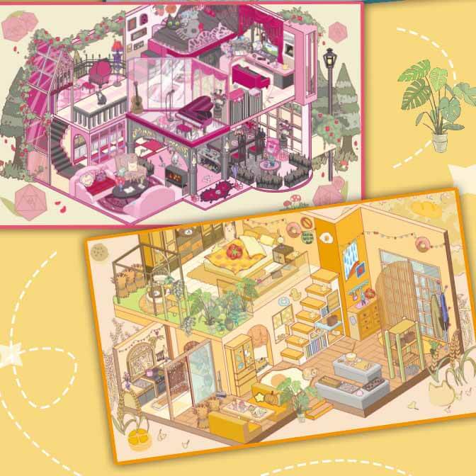 Luminous Haven DIY 3D Scene Stickers 4 Cute Miniature Scenes(L)