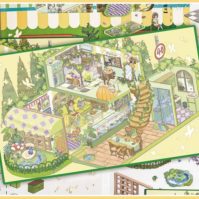 Luminous Haven DIY 3D Scene Stickers 4 Cute Miniature Scenes(L)