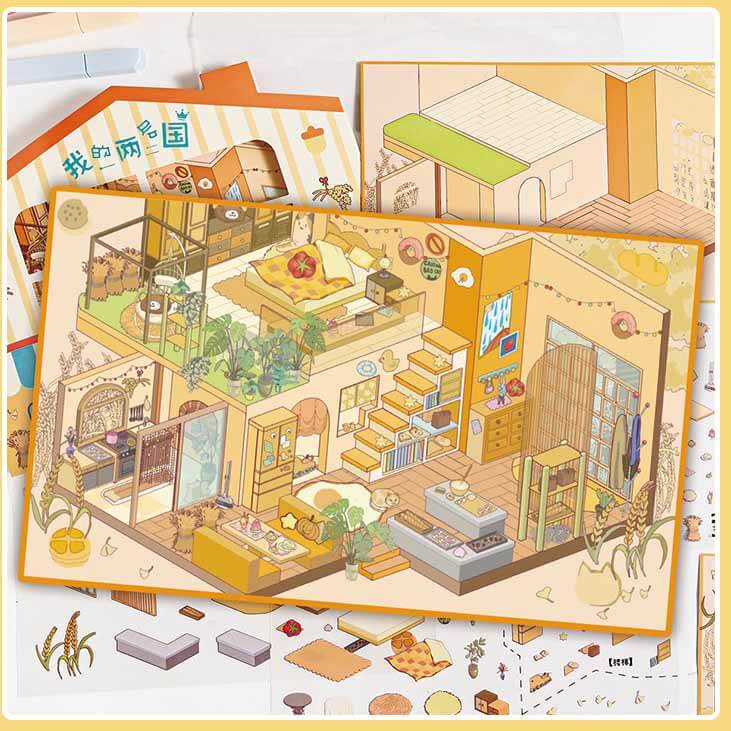 Luminous Haven DIY 3D Scene Stickers 4 Cute Miniature Scenes(L)