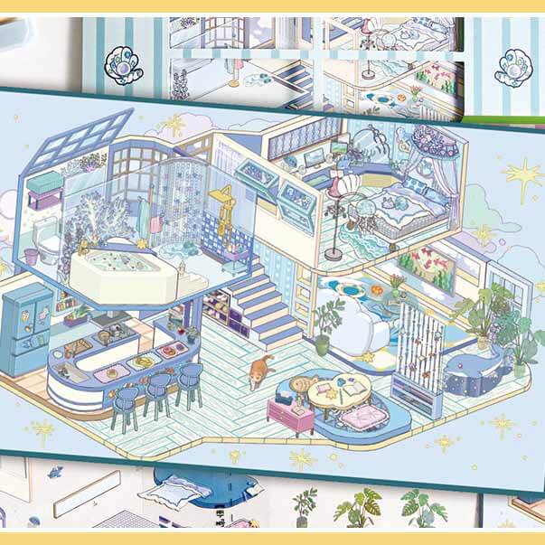 Luminous Haven DIY 3D Scene Stickers 4 Cute Miniature Scenes(L)