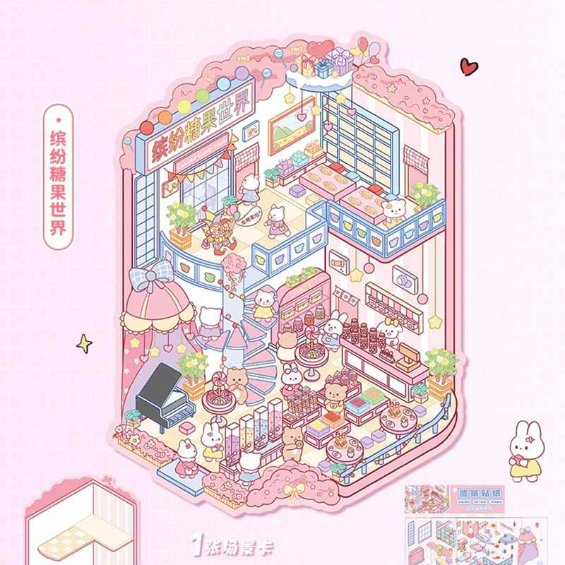 Magic Base DIY 3D Scene Stickers Lovely Miniature Scenes