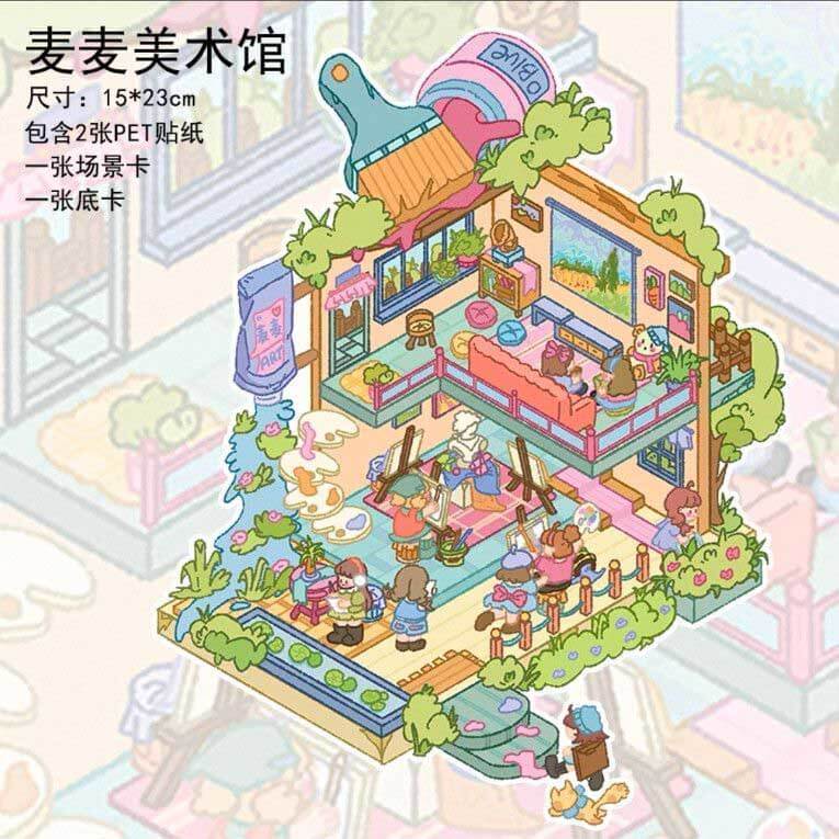 Maimai's Diverse World DIY 3D Scene Stickers 6 Lovely Miniature Scenes