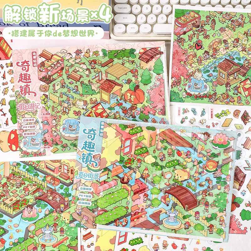 Holiday Stroll DIY 3D Scene Stickers 2 Cute Miniature Scenes(L)