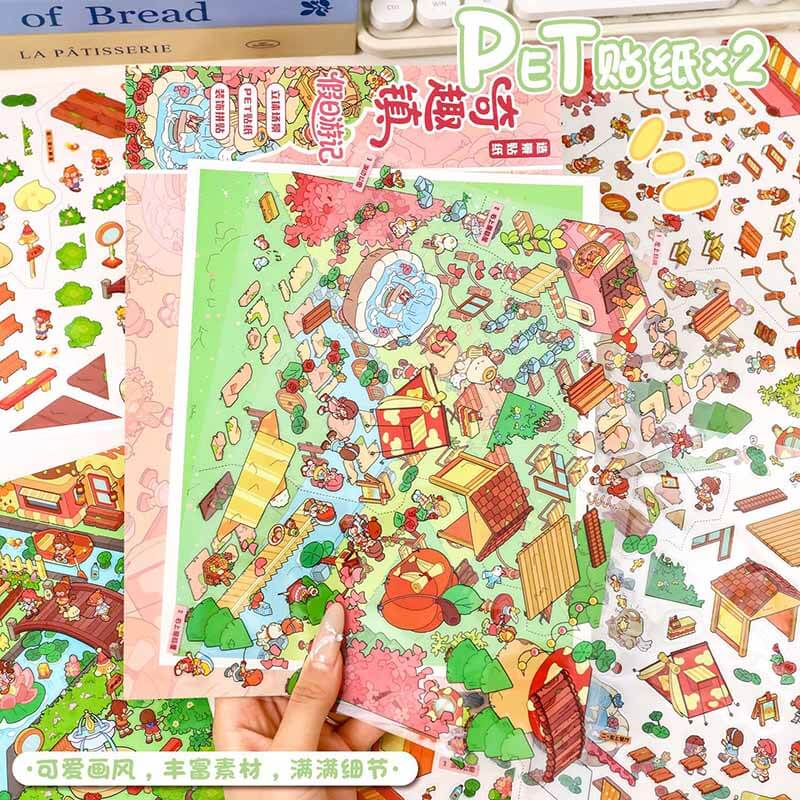 Holiday Stroll DIY 3D Scene Stickers 2 Cute Miniature Scenes(L)