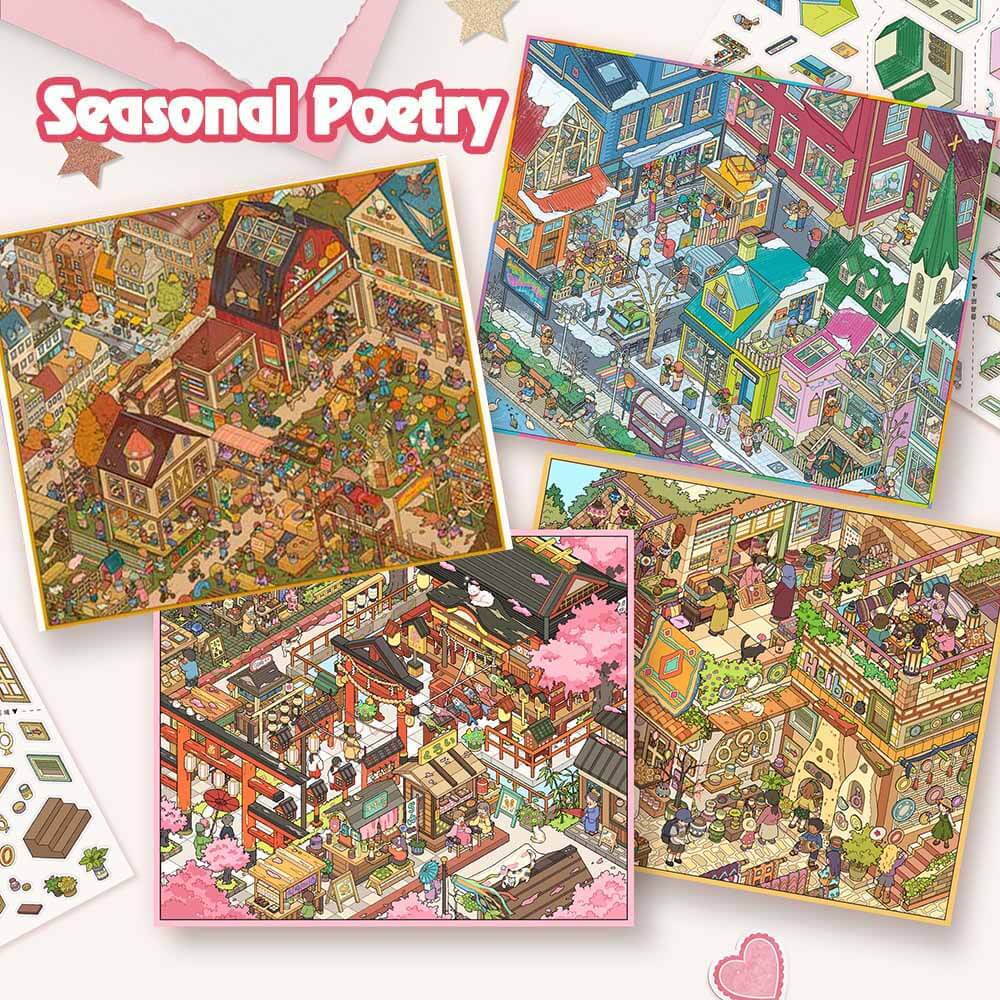 Seasonal Poetry DIY 3D Scene Stickers 3 Cute Miniature Scenes(L)