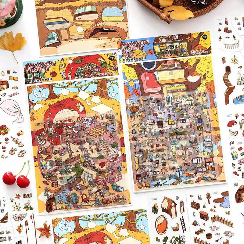 Orchard Hideaway DIY 3D Scene Stickers 2 Cute Scenes(L)