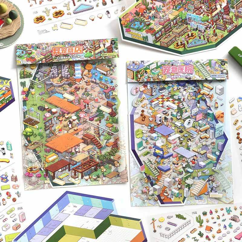 Pet Plaza DIY 3D Scene Stickers With Guide Lines(L)