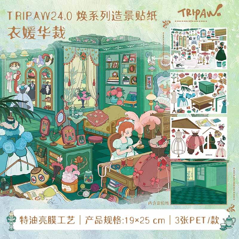 Artful Glow DIY 3D Scene Stickers 4 Cute Miniature Scenes(L)