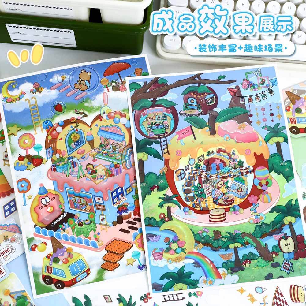 Meadow Days DIY 3D Scene Stickers 2 Cute Miniature Scenes(L)