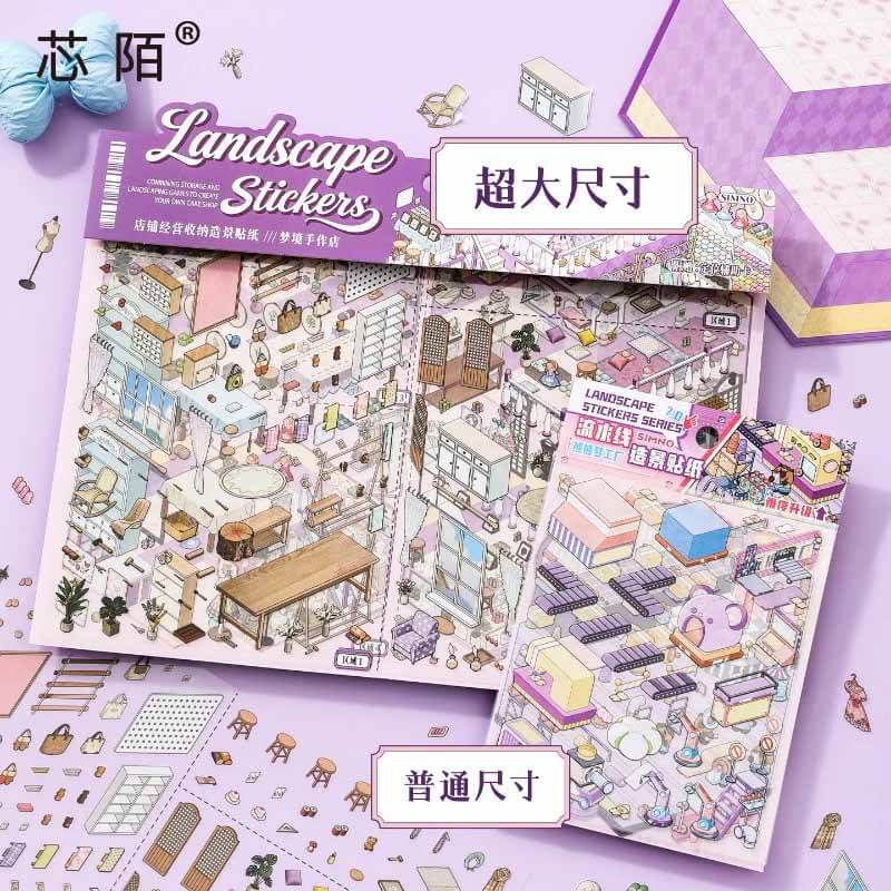 Memory Lane DIY 3D Scene Stickers 3 Cute  Scenes(L)