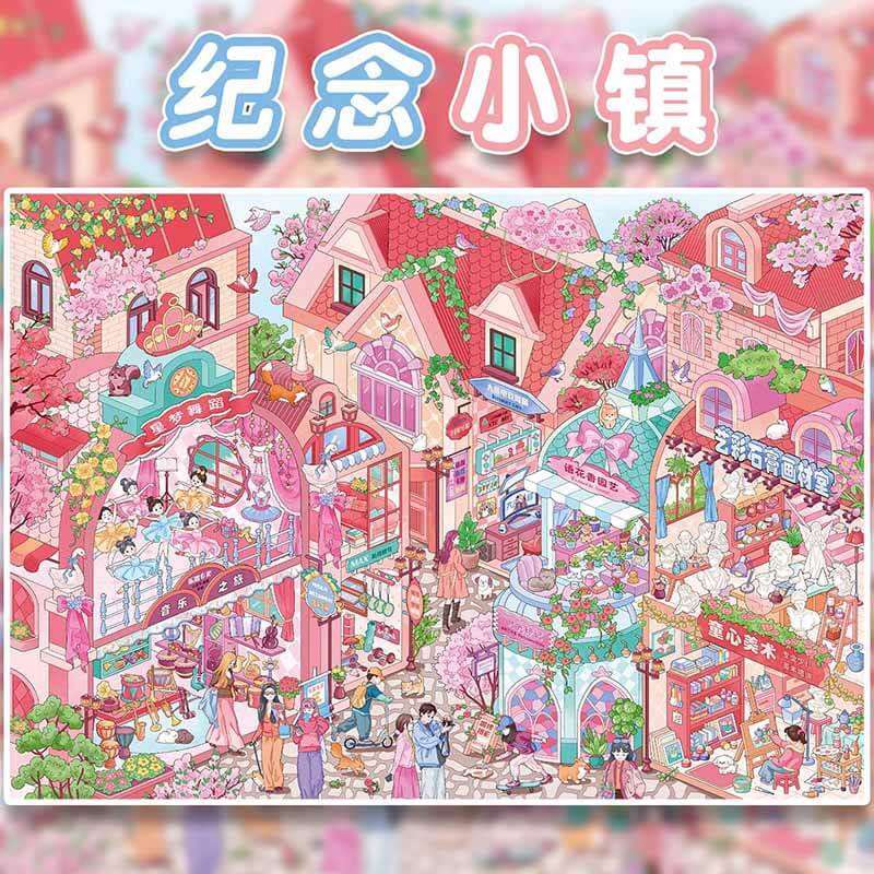 Memory Town DIY 3D Scenes Sticker 4 Cute Miniature Scenes(L)