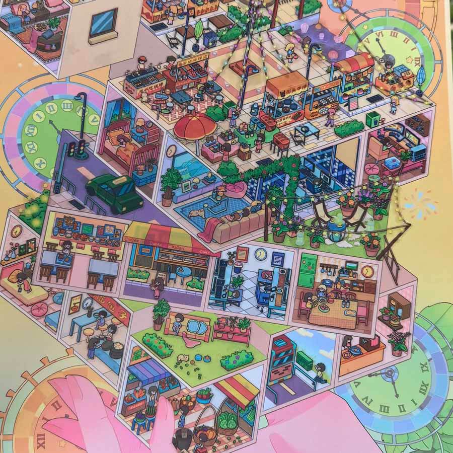 Mini Odyssey DIY 3D Scene Stickers 2 Cute Miniature Scenes(xL)